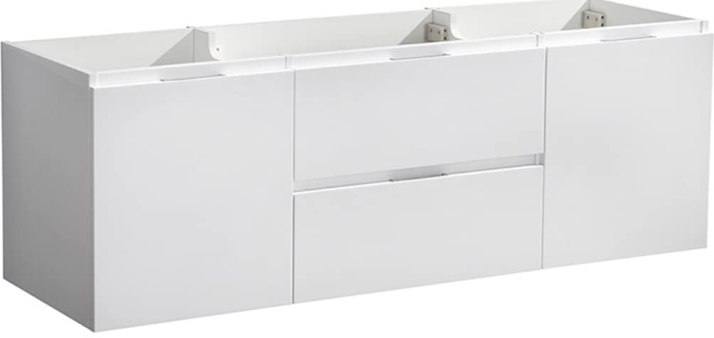 Fresca FCB8360WH-D Fresca Valencia 60" Glossy White Wall Hung Double Sink Modern Bathroom Cabinet
