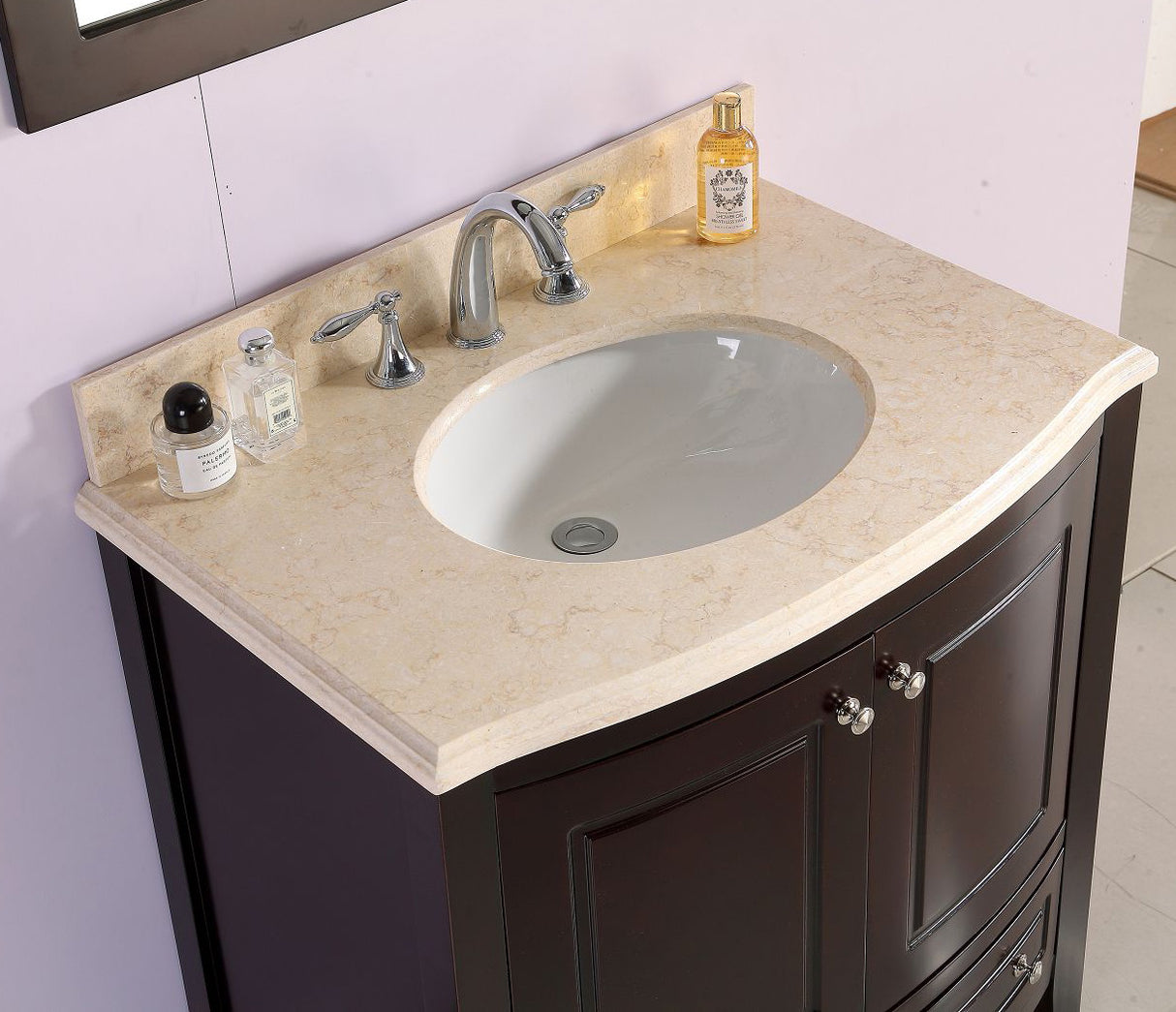 Estella 32" Brown Bathroom Vanity with Jerusalem Gold Marble Countertop Laviva 3130709-32B-JG