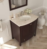 Estella 32" Brown Bathroom Vanity with Jerusalem Gold Marble Countertop Laviva 3130709-32B-JG