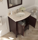 Estella 32" Brown Bathroom Vanity with Jerusalem Gold Marble Countertop Laviva 3130709-32B-JG