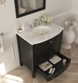 Estella 32" Espresso Bathroom Vanity with White Carrara Marble Countertop Laviva 3130709-32E-WC