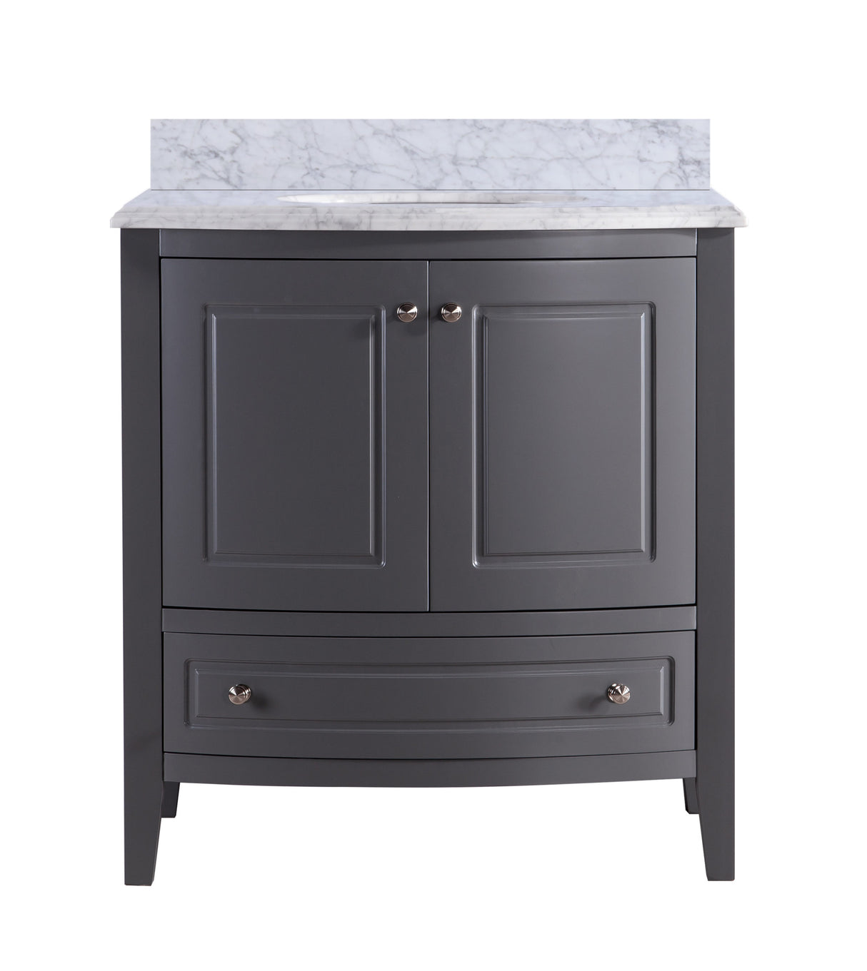 Estella 32" Grey Bathroom Vanity with White Carrara Marble Countertop Laviva 3130709-32G-WC