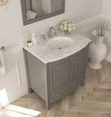 Estella 32" Grey Bathroom Vanity with White Carrara Marble Countertop Laviva 3130709-32G-WC