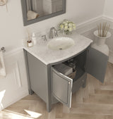 Estella 32" Grey Bathroom Vanity with White Carrara Marble Countertop Laviva 3130709-32G-WC