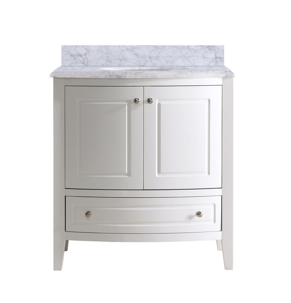 Estella 32" White Bathroom Vanity with White Carrara Marble Countertop Laviva 3130709-32W-WC