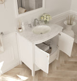 Estella 32" White Bathroom Vanity with White Carrara Marble Countertop Laviva 3130709-32W-WC