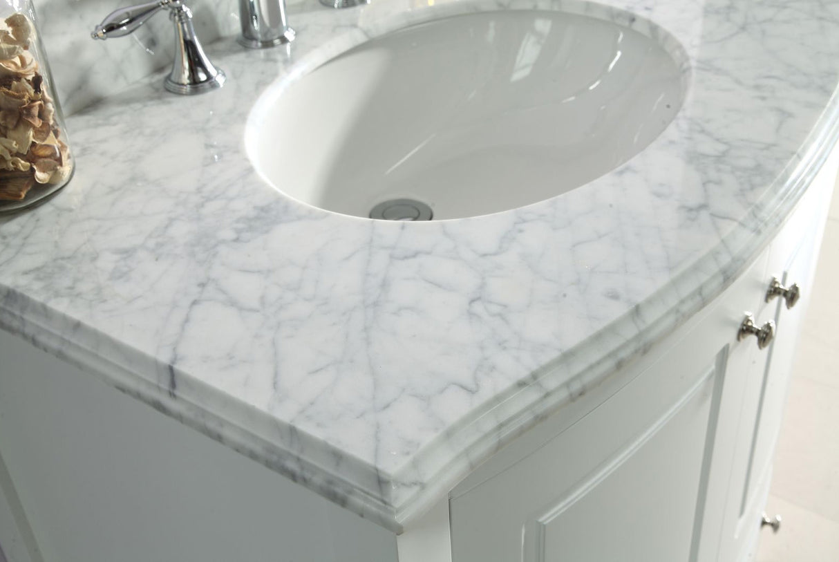 Estella 32" White Bathroom Vanity with White Carrara Marble Countertop Laviva 3130709-32W-WC