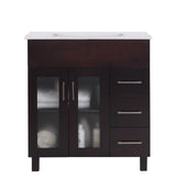 Nova 32" Brown Bathroom Vanity with White Ceramic Basin Countertop Laviva 31321529-32B-CB