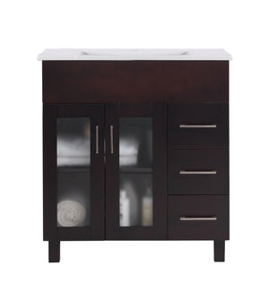Nova 32" Brown Bathroom Vanity with White Ceramic Basin Countertop Laviva 31321529-32B-CB