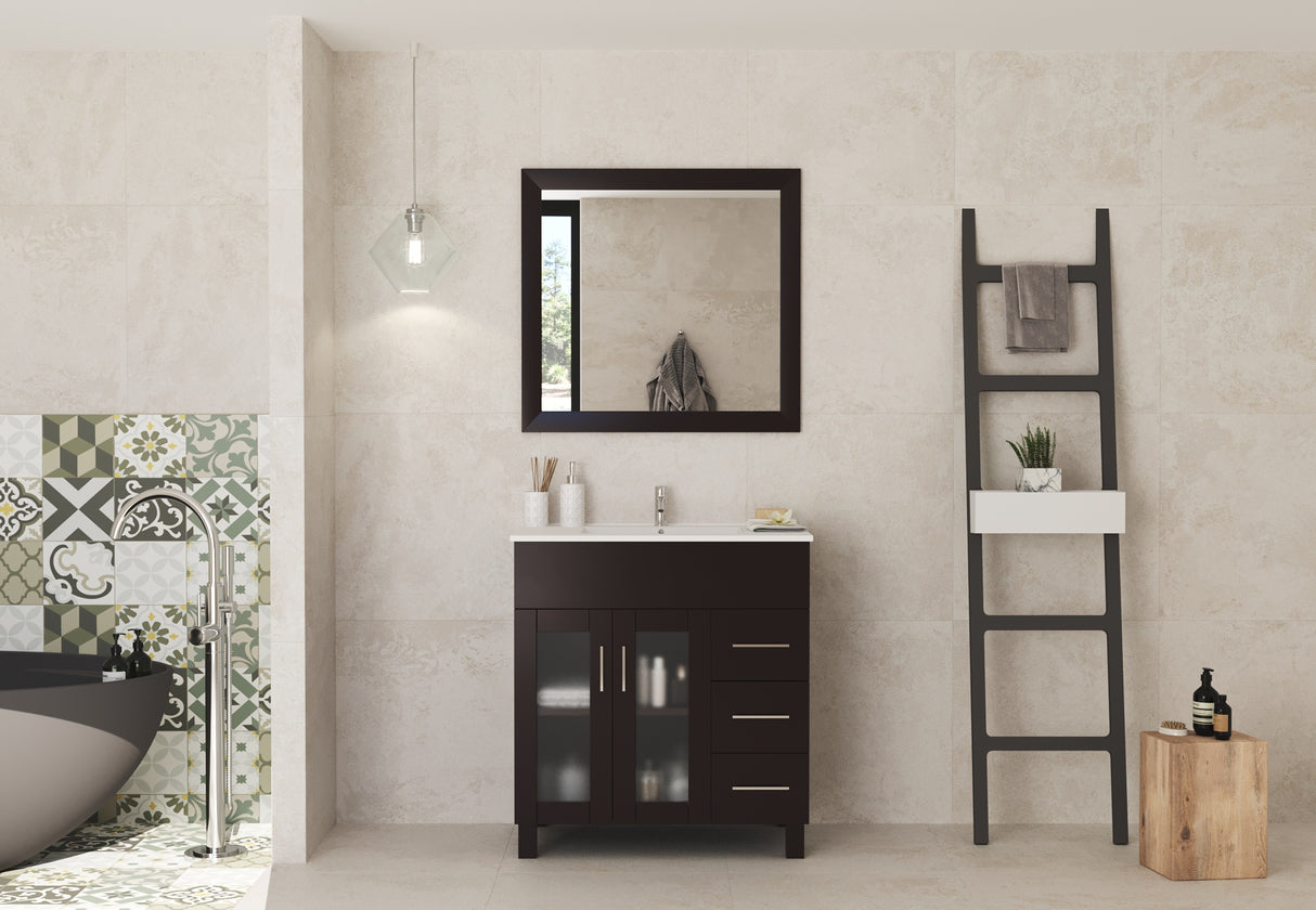 Nova 32" Brown Bathroom Vanity with White Ceramic Basin Countertop Laviva 31321529-32B-CB