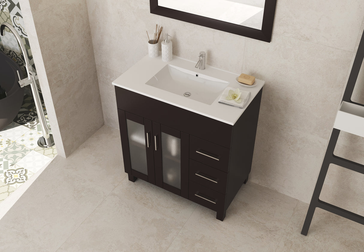 Nova 32" Brown Bathroom Vanity with White Ceramic Basin Countertop Laviva 31321529-32B-CB