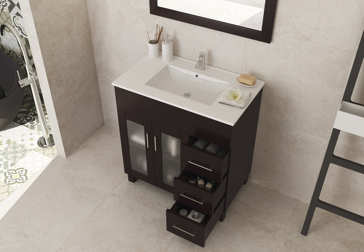Nova 32" Brown Bathroom Vanity with White Ceramic Basin Countertop Laviva 31321529-32B-CB