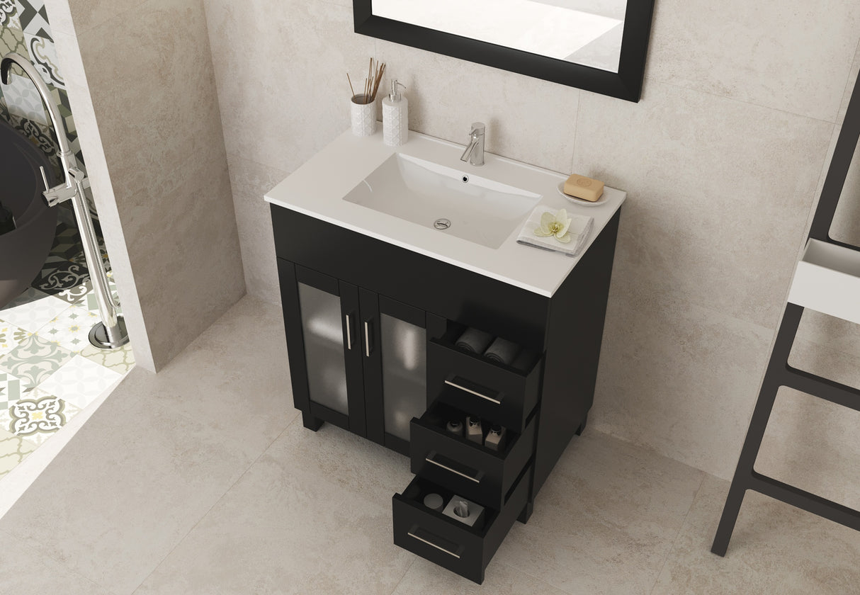 Nova 32" Espresso Bathroom Vanity with White Ceramic Basin Countertop Laviva 31321529-32E-CB