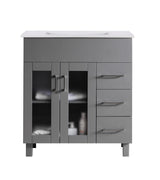 Nova 32" Grey Bathroom Vanity with White Ceramic Basin Countertop Laviva 31321529-32G-CB