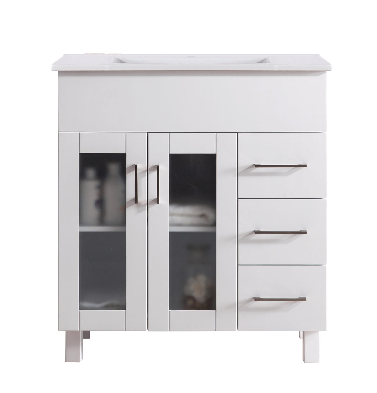 Nova 32" White Bathroom Vanity with White Ceramic Basin Countertop Laviva 31321529-32W-CB