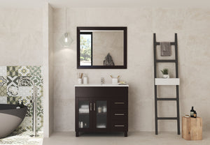 Nova 36" Brown Bathroom Vanity with White Ceramic Basin Countertop Laviva 31321529-36B-CB