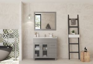 Nova 36" Grey Bathroom Vanity with White Ceramic Basin Countertop Laviva 31321529-36G-CB