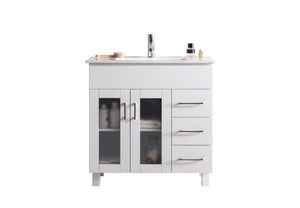 Nova 36" White Bathroom Vanity with White Ceramic Basin Countertop Laviva 31321529-36W-CB