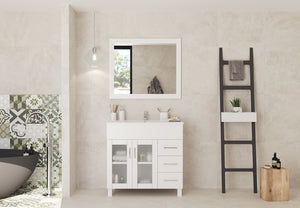 Nova 36" White Bathroom Vanity with White Ceramic Basin Countertop Laviva 31321529-36W-CB