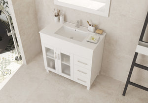 Nova 36" White Bathroom Vanity with White Ceramic Basin Countertop Laviva 31321529-36W-CB
