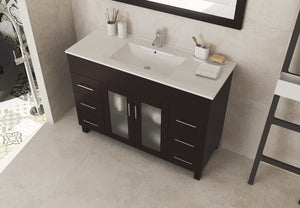 Nova 48" Brown Bathroom Vanity with White Ceramic Basin Countertop Laviva 31321529-48B-CB