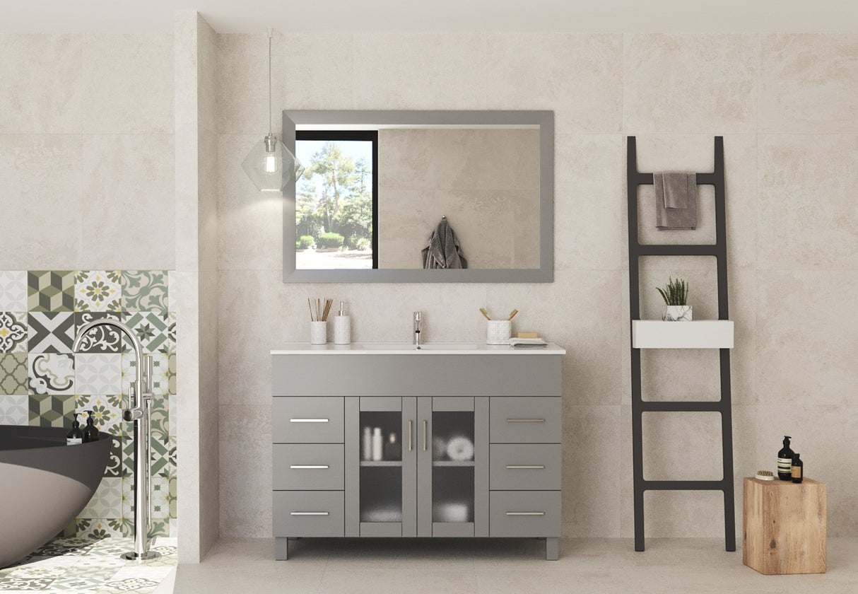 Nova 48" Grey Bathroom Vanity with White Ceramic Basin Countertop Laviva 31321529-48G-CB