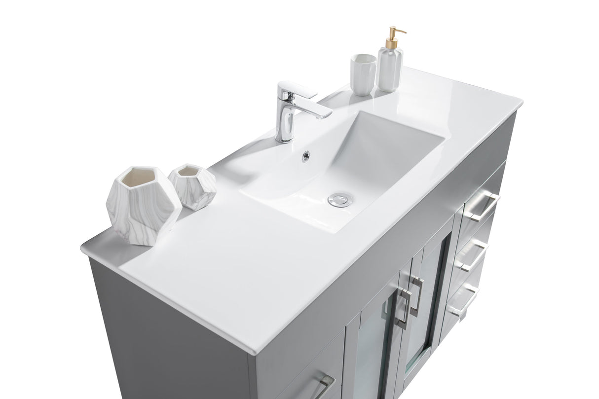 Nova 48" Grey Bathroom Vanity with White Ceramic Basin Countertop Laviva 31321529-48G-CB