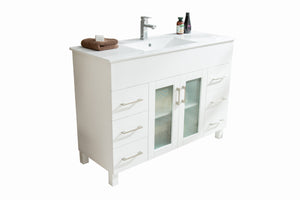 Nova 48" White Bathroom Vanity with White Ceramic Basin Countertop Laviva 31321529-48W-CB