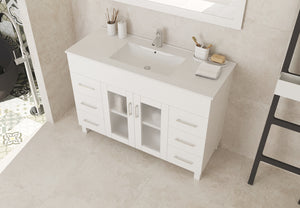 Nova 48" White Bathroom Vanity with White Ceramic Basin Countertop Laviva 31321529-48W-CB