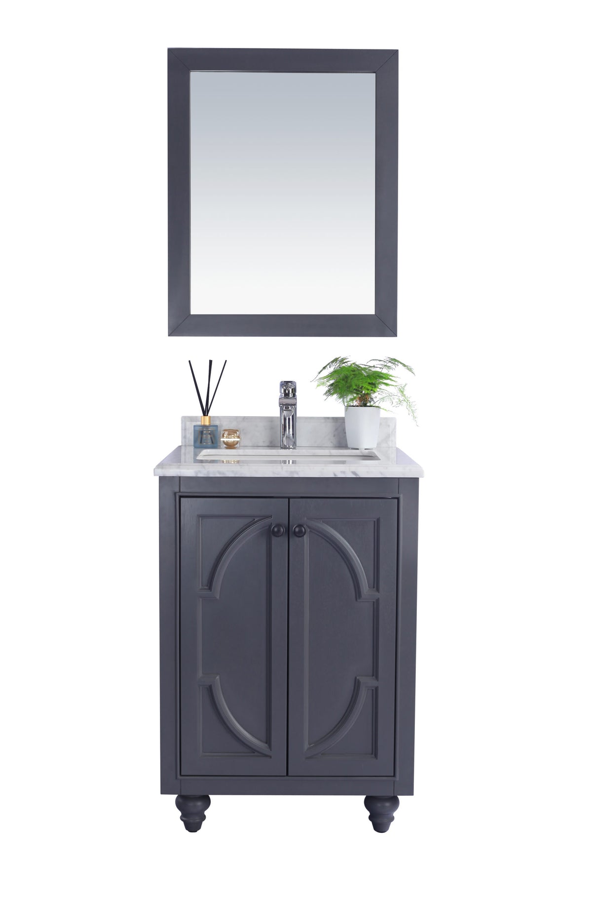 Odyssey 24" Maple Grey Bathroom Vanity with White Carrara Marble Countertop Laviva 313613-24G-WC