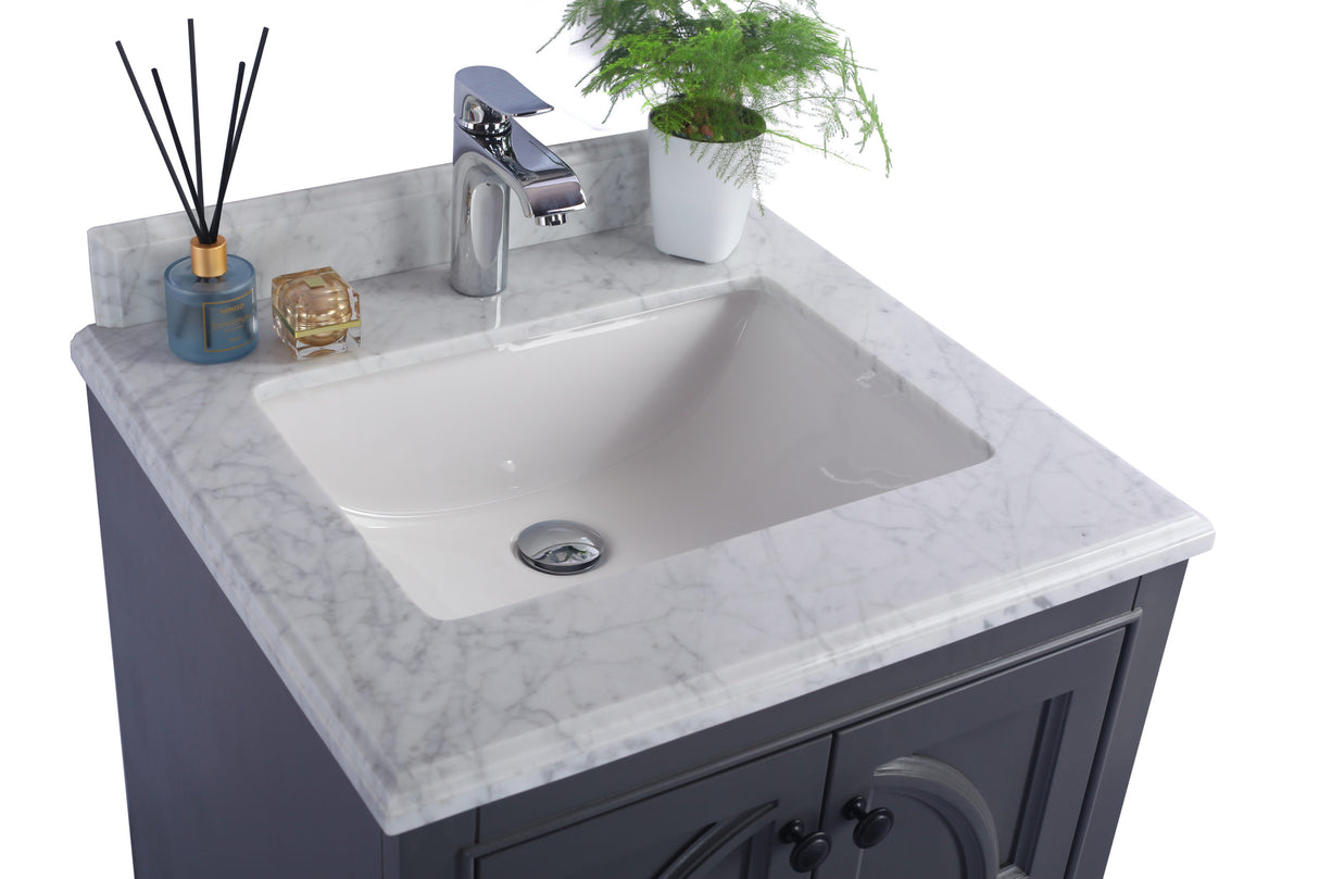 Odyssey 24" Maple Grey Bathroom Vanity with White Carrara Marble Countertop Laviva 313613-24G-WC