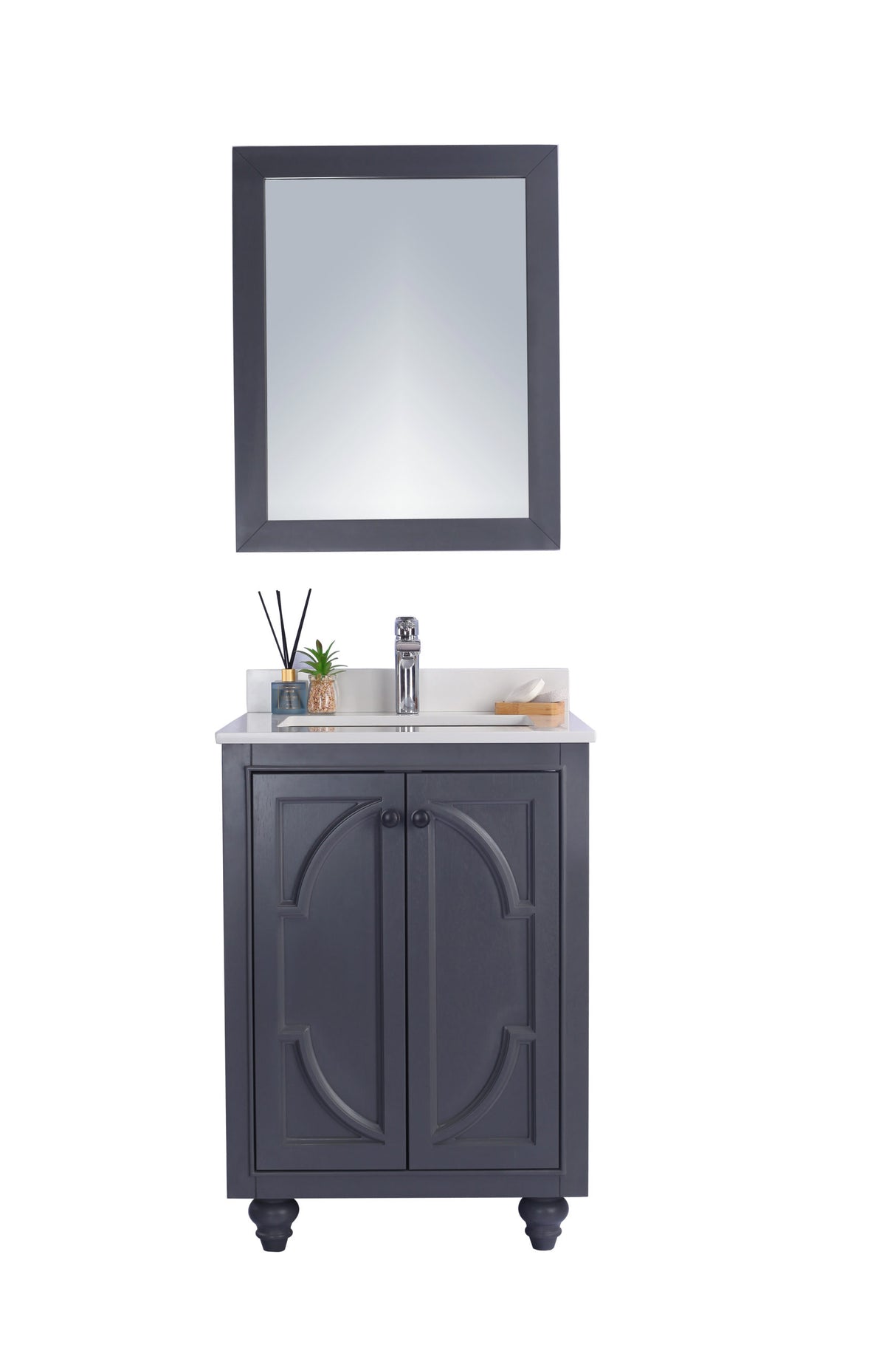 Odyssey 24" Maple Grey Bathroom Vanity with White Quartz Countertop Laviva 313613-24G-WQ