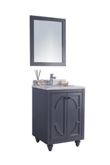 Odyssey 24" Maple Grey Bathroom Vanity with White Stripes Marble Countertop Laviva 313613-24G-WS