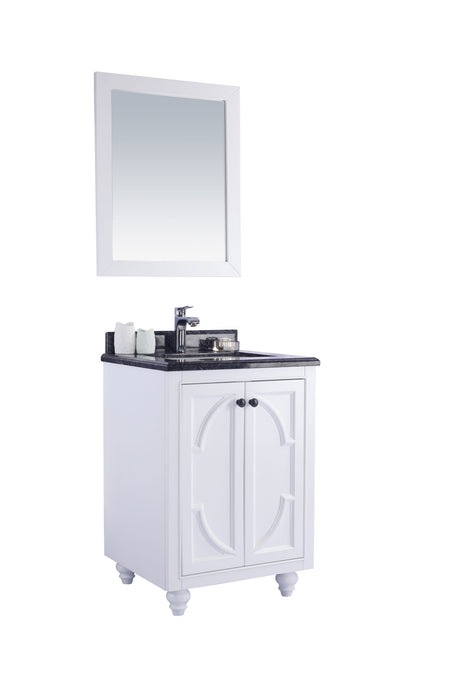Odyssey 24" White Bathroom Vanity with Black Wood Marble Countertop Laviva 313613-24W-BW