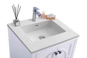 Odyssey 24" White Bathroom Vanity with Matte White VIVA Stone Solid Surface Countertop Laviva 313613-24W-MW