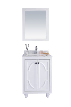 Odyssey 24" White Bathroom Vanity with White Carrara Marble Countertop Laviva 313613-24W-WC
