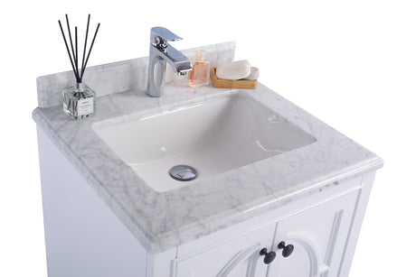 Odyssey 24" White Bathroom Vanity with White Carrara Marble Countertop Laviva 313613-24W-WC