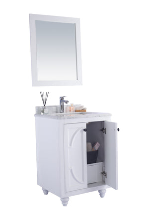 Odyssey 24" White Bathroom Vanity with White Carrara Marble Countertop Laviva 313613-24W-WC