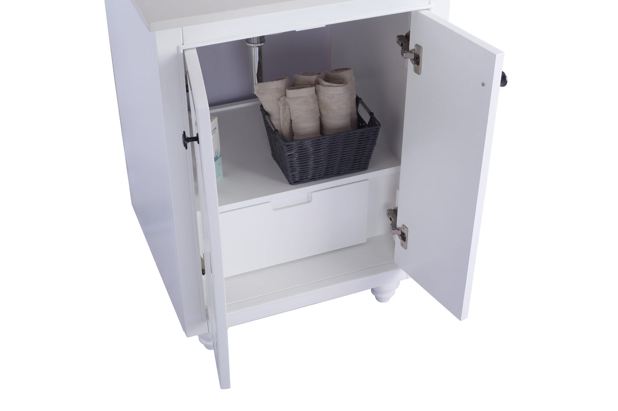 Odyssey 24" White Bathroom Vanity with White Carrara Marble Countertop Laviva 313613-24W-WC