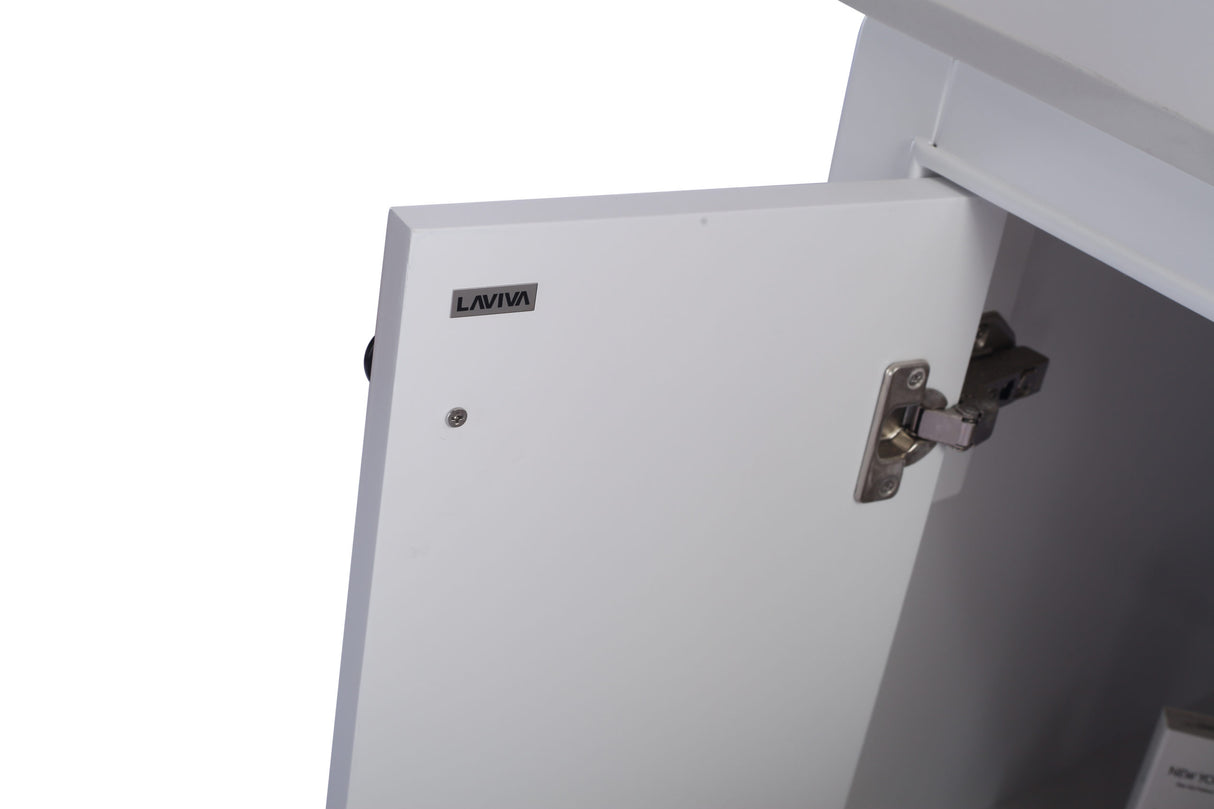 Odyssey 24" White Bathroom Vanity with White Carrara Marble Countertop Laviva 313613-24W-WC