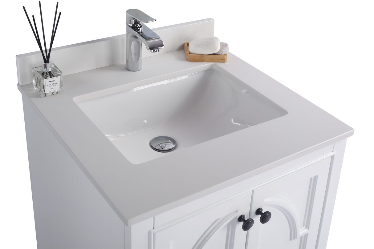 Odyssey 24" White Bathroom Vanity with White Quartz Countertop Laviva 313613-24W-WQ