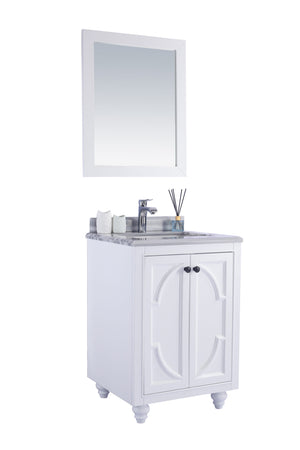 Odyssey 24" White Bathroom Vanity with White Stripes Marble Countertop Laviva 313613-24W-WS