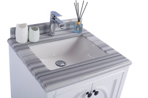Odyssey 24" White Bathroom Vanity with White Stripes Marble Countertop Laviva 313613-24W-WS