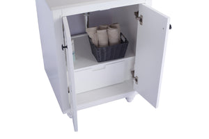 Odyssey 24" White Bathroom Vanity with White Stripes Marble Countertop Laviva 313613-24W-WS