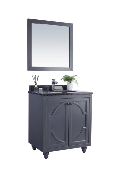 Odyssey 30" Maple Grey Bathroom Vanity with Black Wood Marble Countertop Laviva 313613-30G-BW