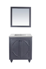 Odyssey 30" Maple Grey Bathroom Vanity with Matte White VIVA Stone Solid Surface Countertop Laviva 313613-30G-MW