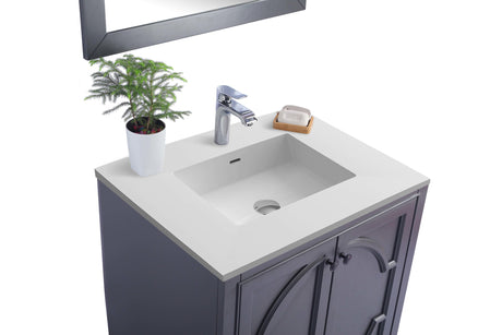 Odyssey 30" Maple Grey Bathroom Vanity with Matte White VIVA Stone Solid Surface Countertop Laviva 313613-30G-MW