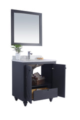 Odyssey 30" Maple Grey Bathroom Vanity with Matte White VIVA Stone Solid Surface Countertop Laviva 313613-30G-MW