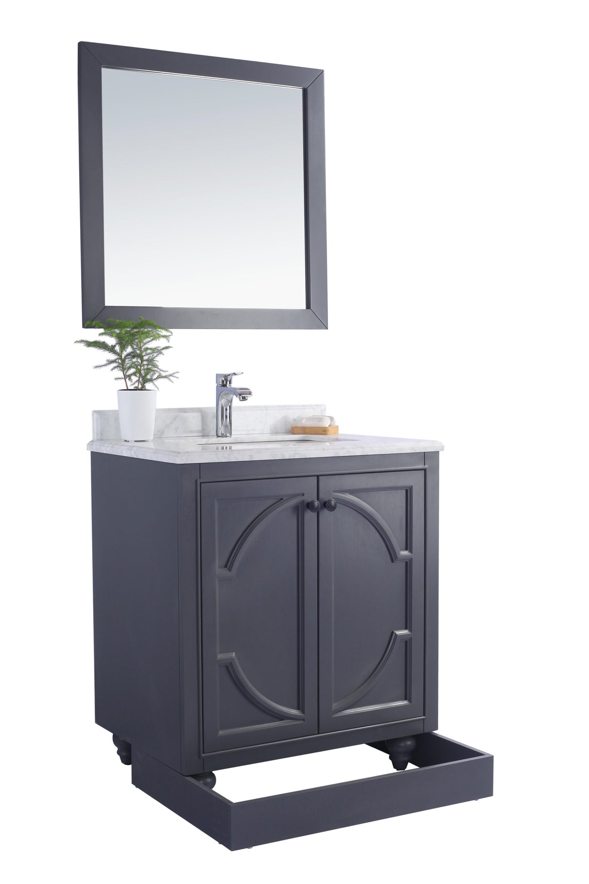 Odyssey 30" Maple Grey Bathroom Vanity with Matte White VIVA Stone Solid Surface Countertop Laviva 313613-30G-MW