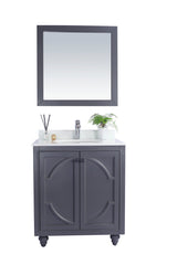 Odyssey 30" Maple Grey Bathroom Vanity with Pure White Phoenix Stone Countertop Laviva 313613-30G-PW